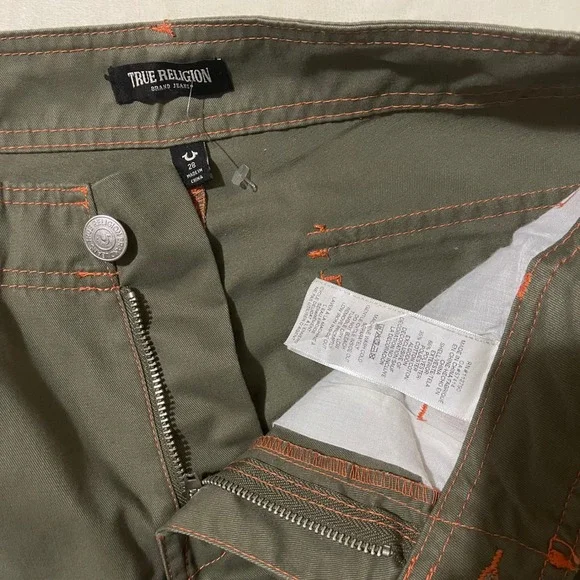 True Religion Mens Cargo Pants Kalamata Papaya Orange Contrast Stitch Size 28 - Picture 3 of 12